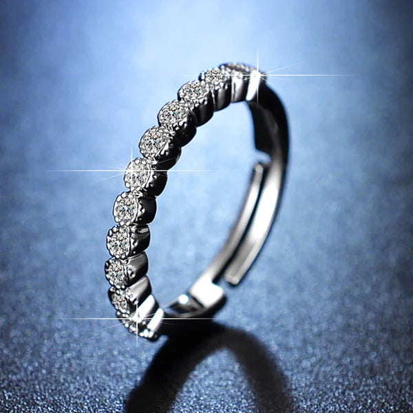 Silver Round American Diamond Statement Ring