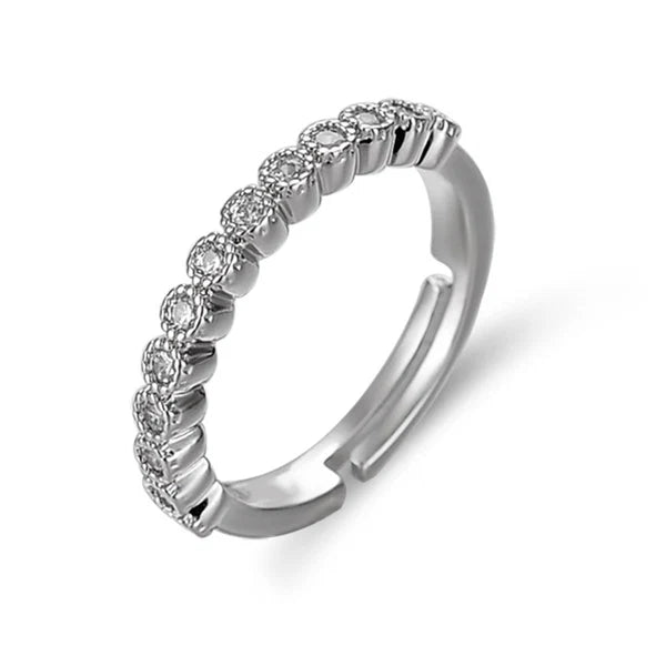 Silver Round American Diamond Statement Ring