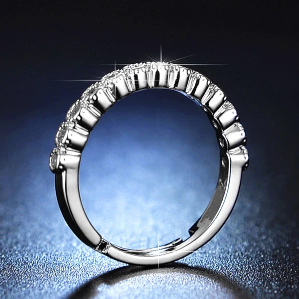 Silver Round American Diamond Statement Ring