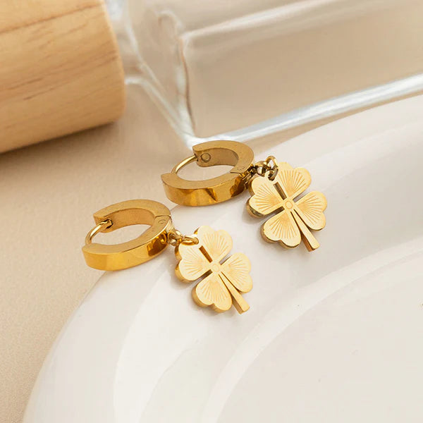 Golden Clover Drop Earrings