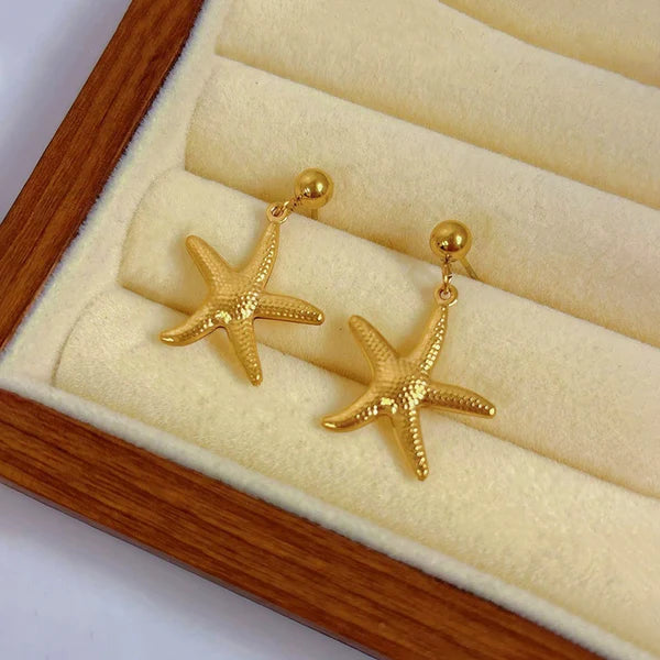 Golden Star Drop Earrings