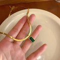 Green Emerald Geometric Pendant Necklace