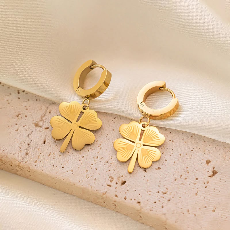 Golden Clover Drop Earrings