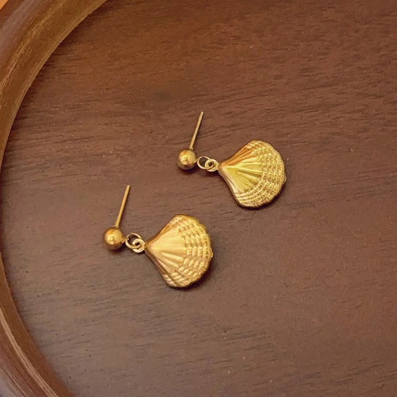 Golden Shell Drop Earrings