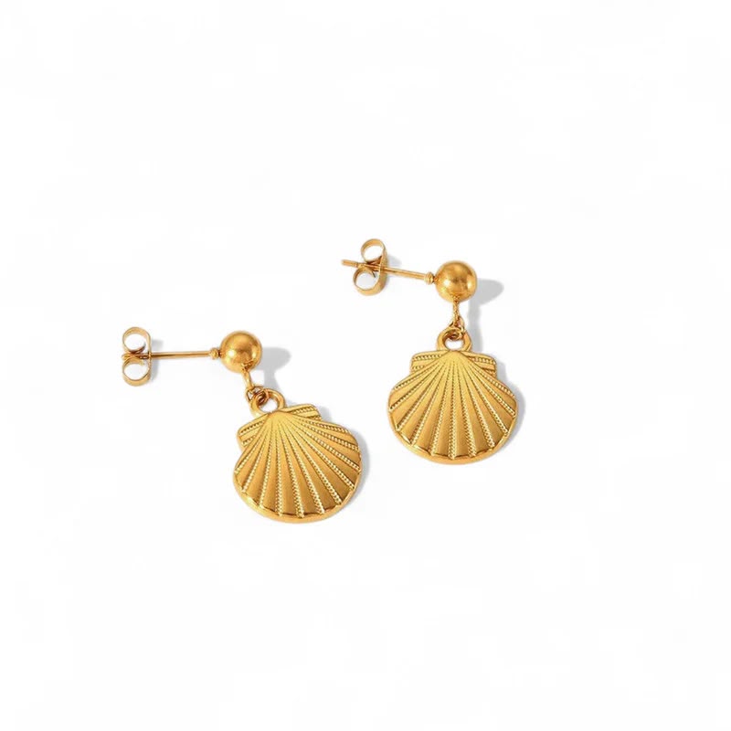 Golden Shell Drop Earrings