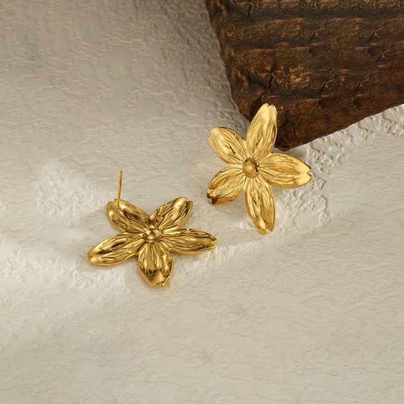 Golden Floral Drop Earrings