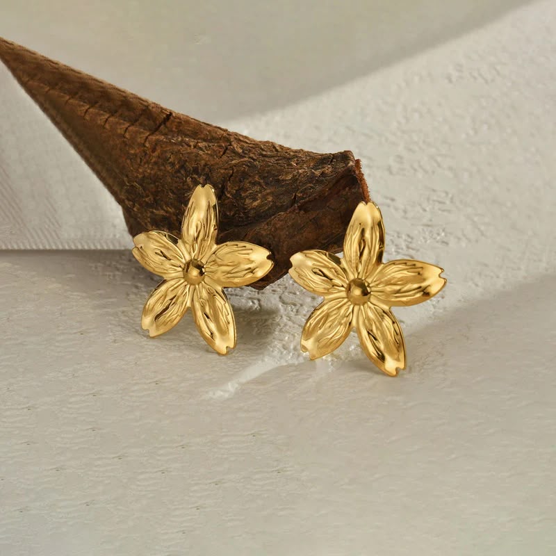 Golden Floral Drop Earrings