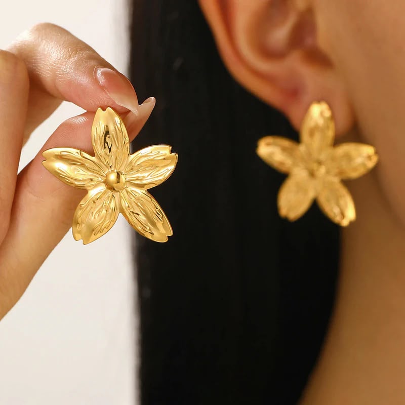 Golden Floral Drop Earrings
