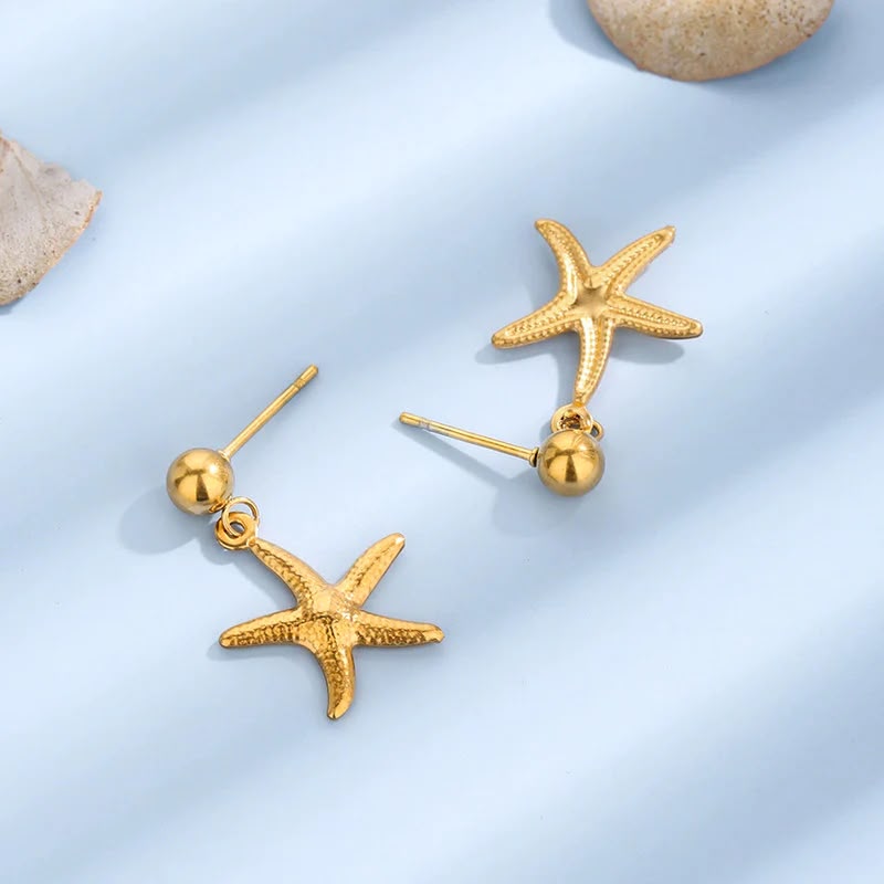 Golden Star Drop Earrings