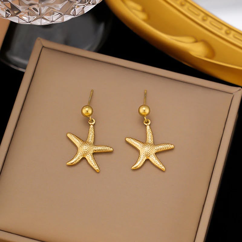 Golden Star Drop Earrings