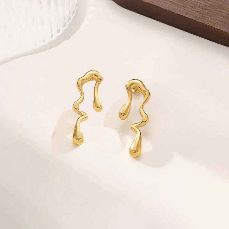 Golden Quirky Drop Earrings