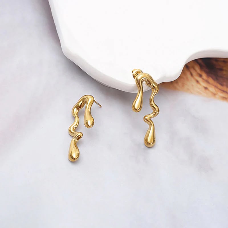 Golden Quirky Drop Earrings