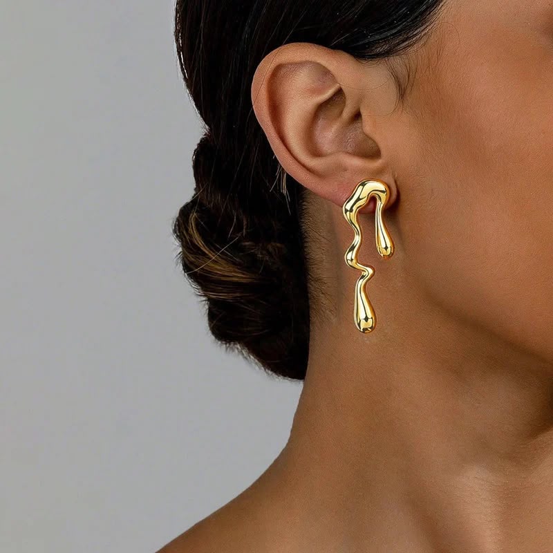 Golden Quirky Drop Earrings