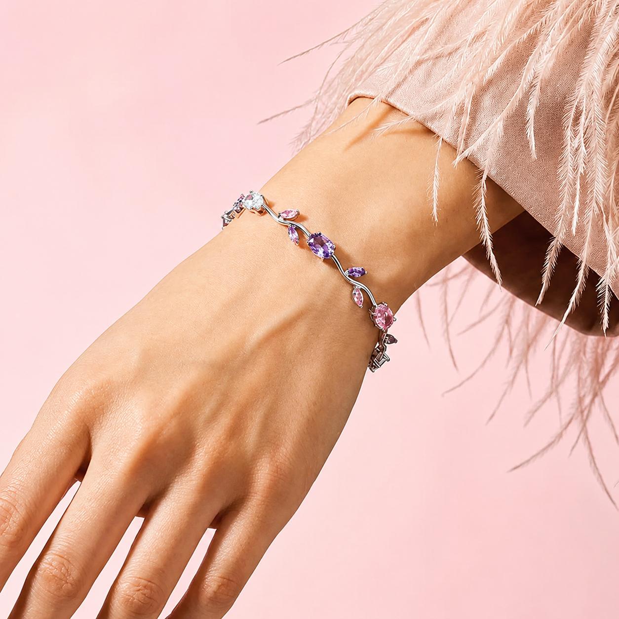 Silver Plated Multi Color Tulip Bracelet