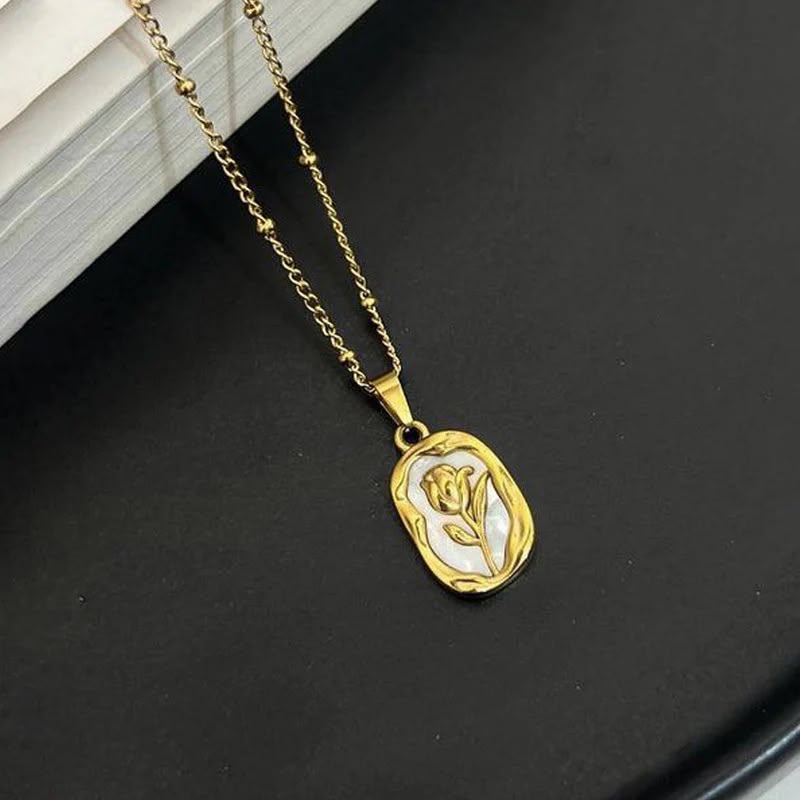 White Rose Pendant Necklace