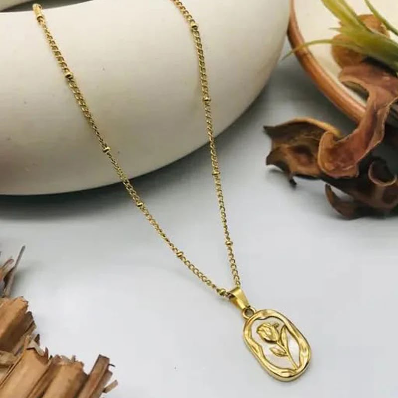 White Rose Pendant Necklace