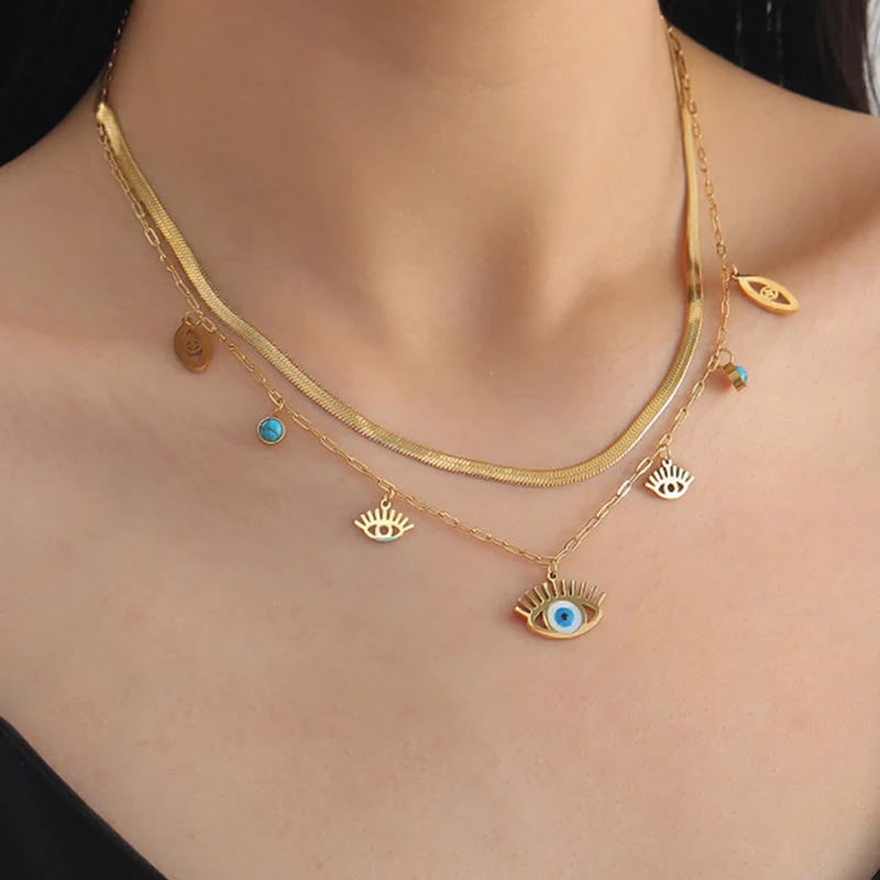 Evil Eye Dual Strand Necklace