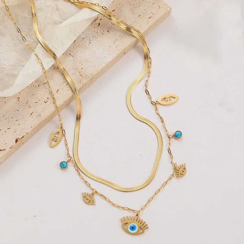 Evil Eye Dual Strand Necklace