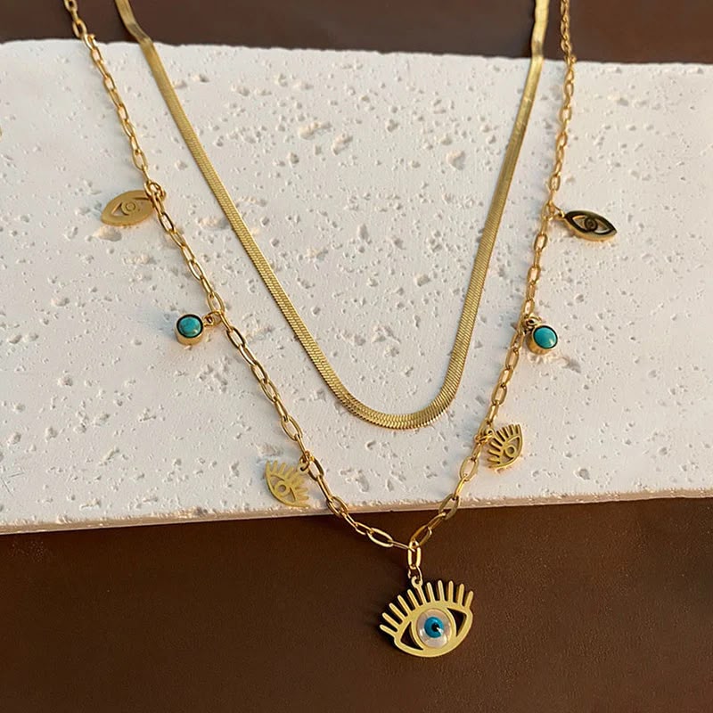 Evil Eye Dual Strand Necklace